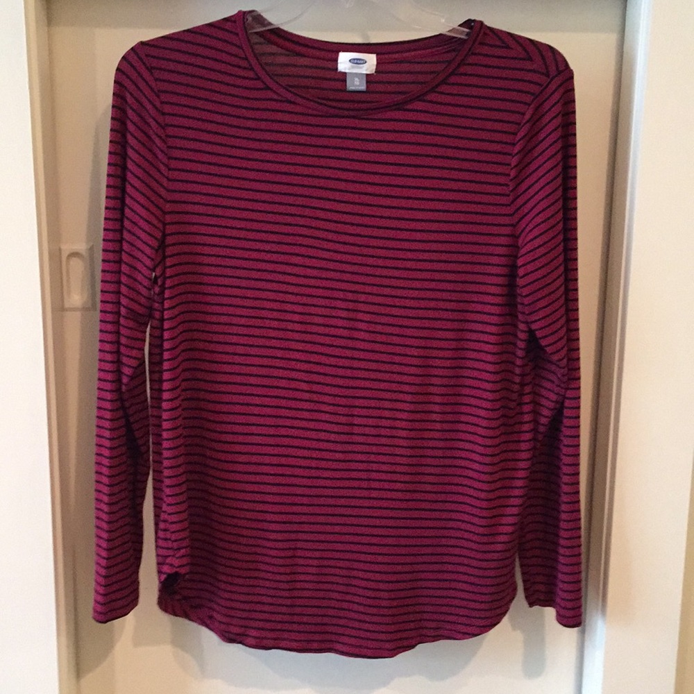 Burgandy striped top
